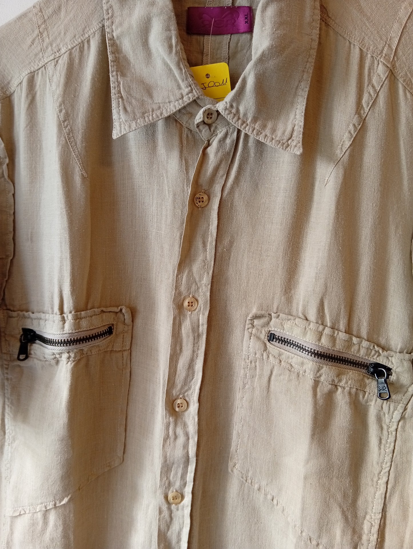 Chemise Homme RCR Taille XXL Beige Manches Courtes avec Zip. K0011