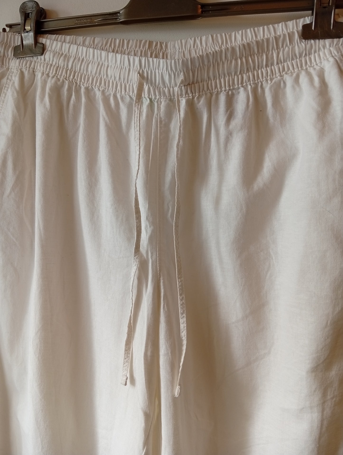 Pantalon Large Blanc Femme H&M Taille L - Taille Élastique. K007