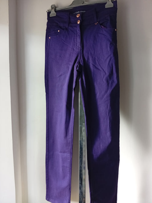 Pantalon Jean Taille Haute Grain de malice - Violet T38. D0017
