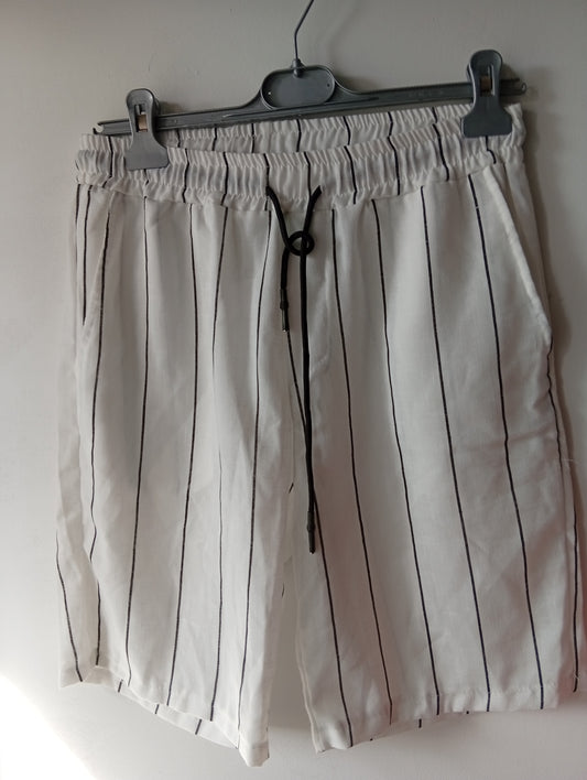 Bermuda Blanc à Rayures Homme KZR Paris - Taille L    H0026