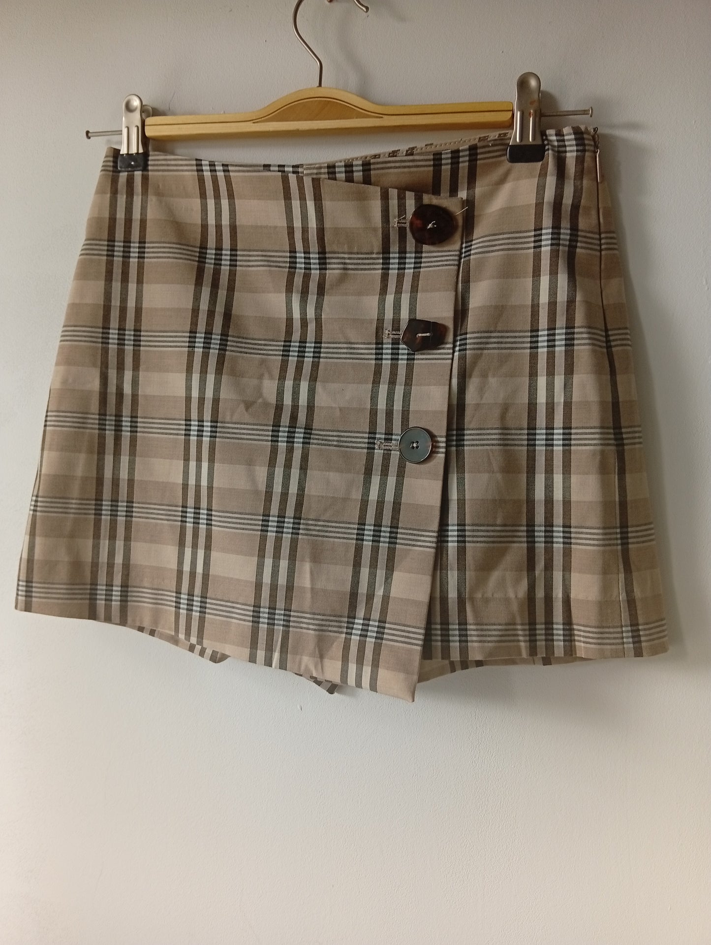 Jupe-short MNG style écossais marron - Taille 34. K0018