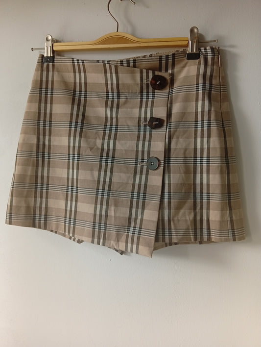 Jupe-short MNG style écossais marron - Taille 34. K0018