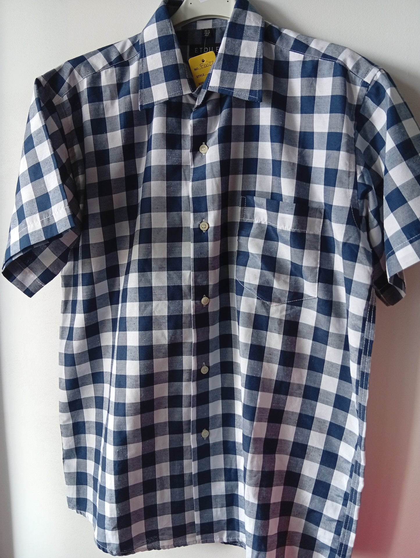 Chemise homme Marc étoile à carreaux blanc et bleu marine - Taille 40. F0022