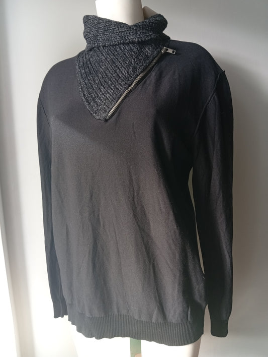 Pull Gémo noir col roulé avec zip - Taille L. A0016
