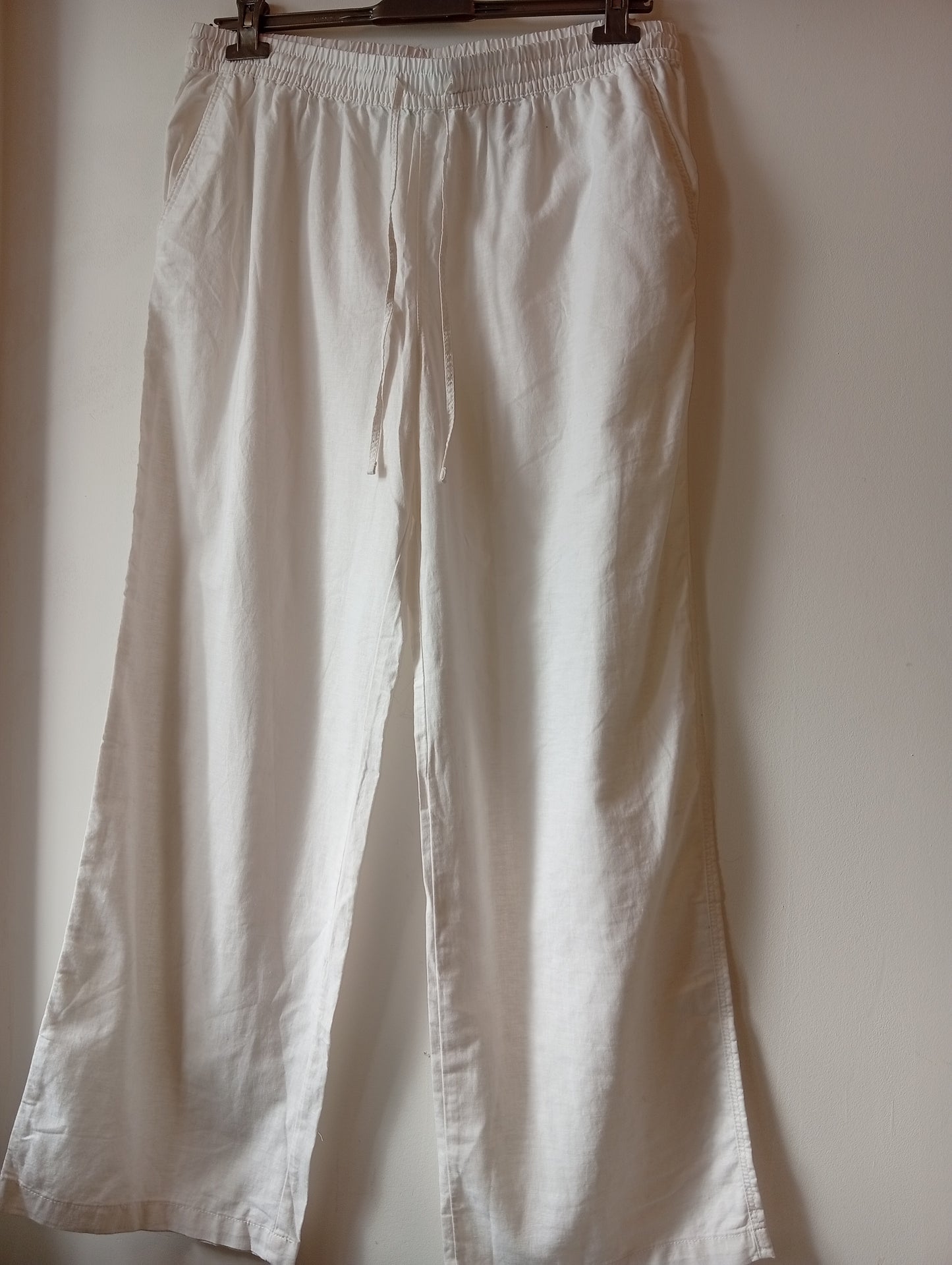 Pantalon Large Blanc Femme H&M Taille L - Taille Élastique. K007