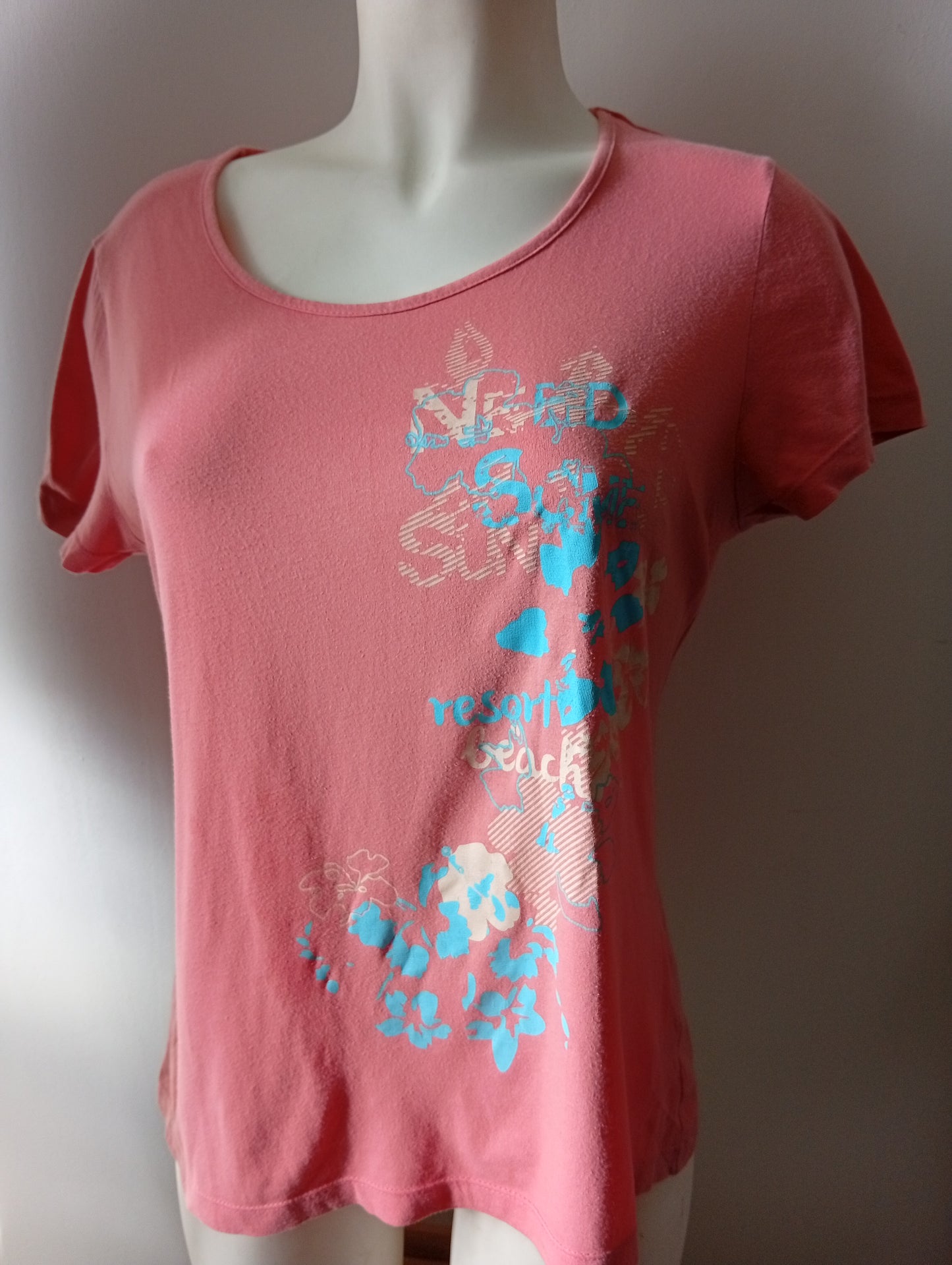 T-shirt Femme Blanc Bonheur - Taille 38/40. H0028