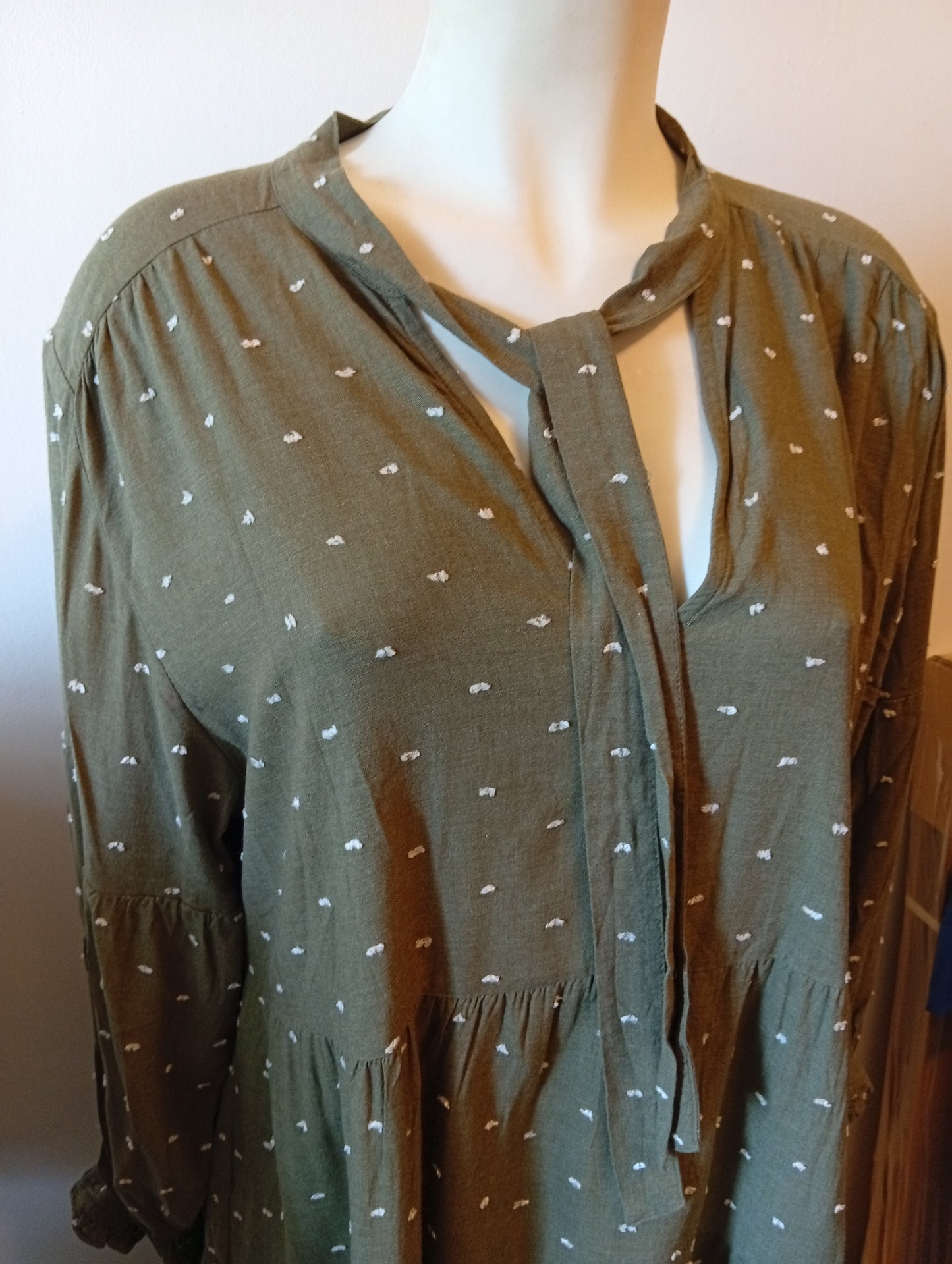 Robe Zara kaki manches longues - Taille XL. L0014