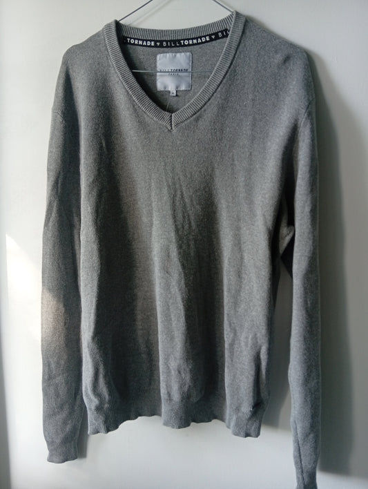 Pull homme col V Bill Tornade taille XL gris. F