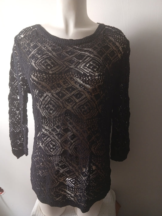 Pull manches longues style crochet La Redoute Création - Noir - L. K0014