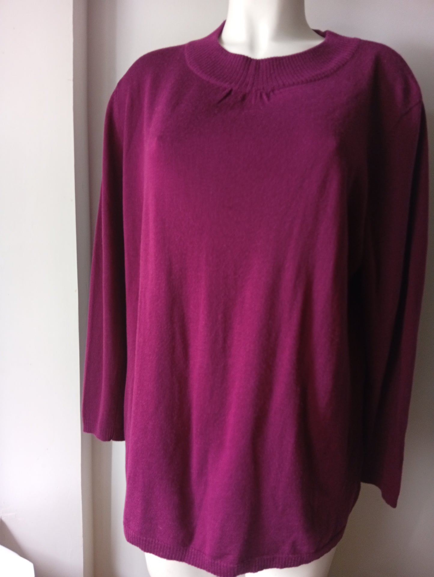 Pull femme col rond Canda taille XL couleur prune   C0012
