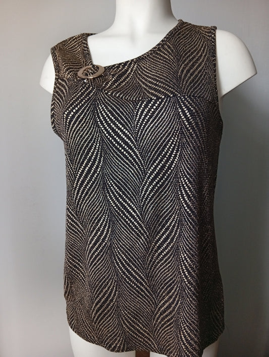 T-shirt élégant Influx sans manches marron et doré - Taille 42/44. B0024