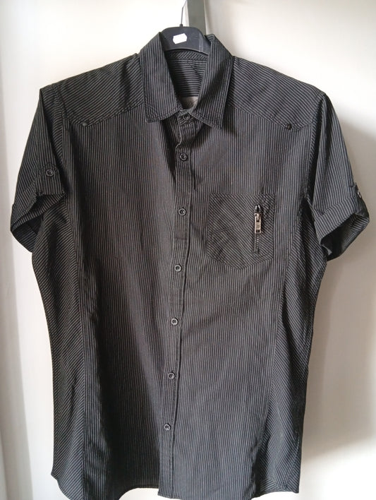 Chemise homme DWK noire à rayures - Taille M   E0014