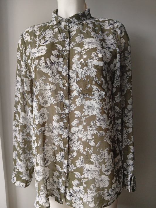 Chemise Femme New Look - Kaki à Fleurs Blanches taille 40. A0010