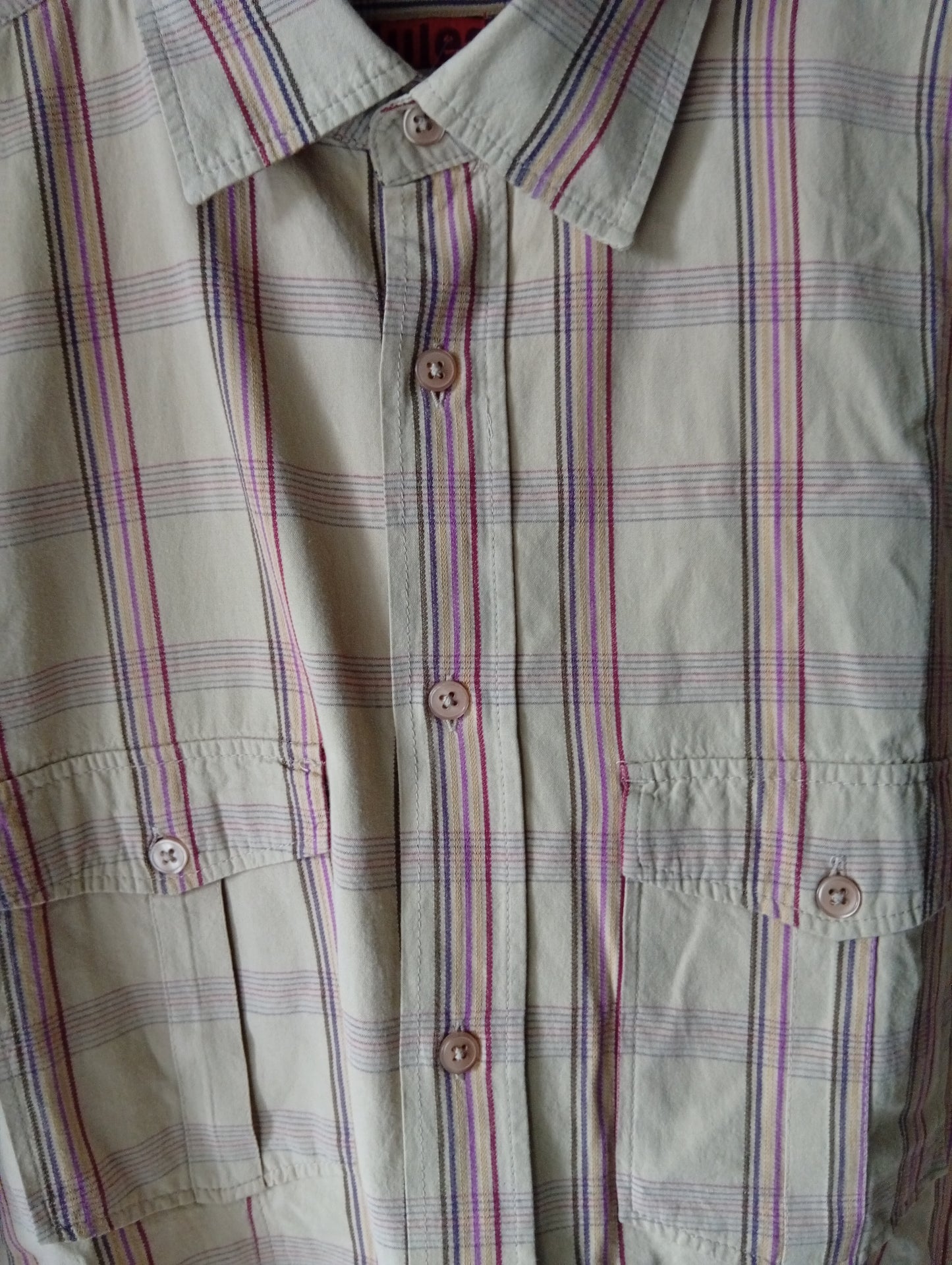 Chemise Jules manches courtes marron clair coupe ajustée - Taille XL. B004