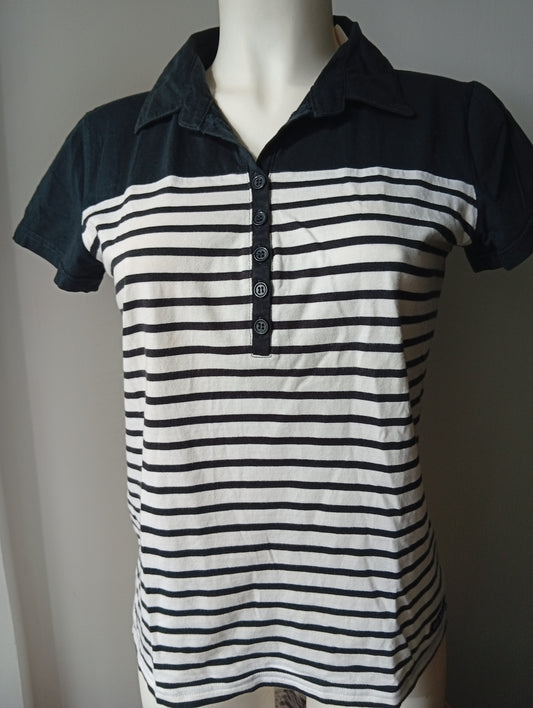 T-shirt polo femme Grand Voile noir à rayures taille S. D007