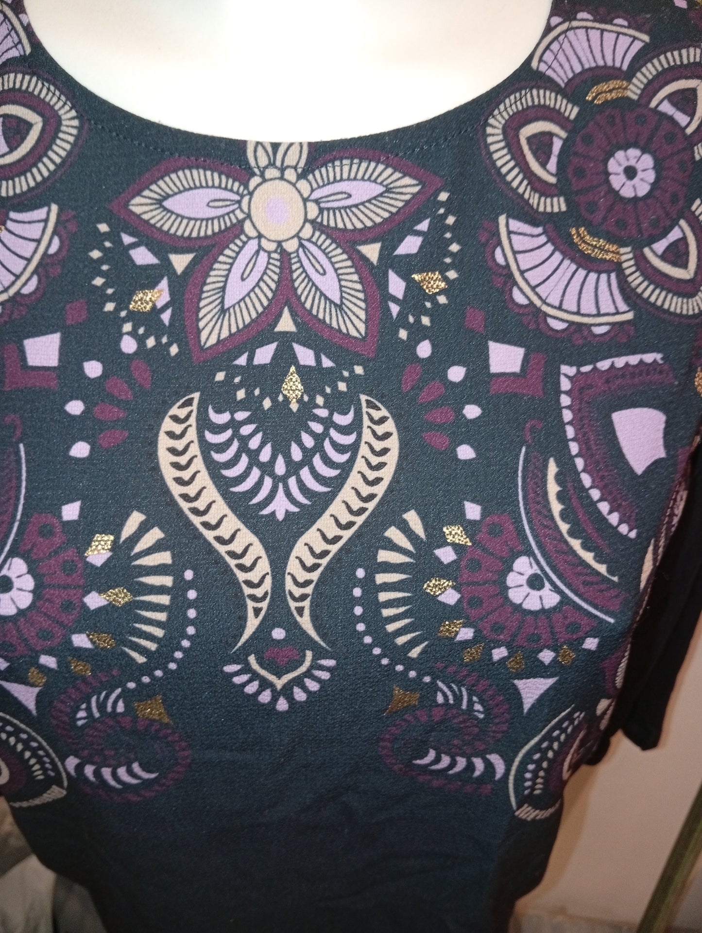 tee-shirt manches longues femme noir motif violet 1 2 3 Paris - Taille 36  D006