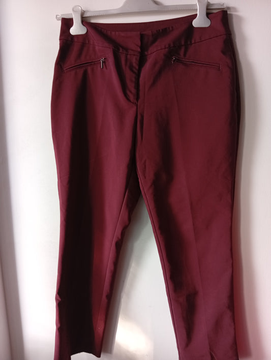 Pantalon toile femme Anne Taylor taille 40 rouge bordeaux. F0026